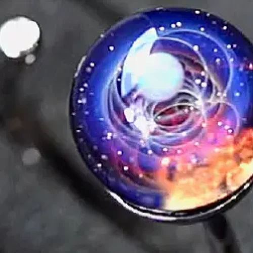 6035_宇宙系列｜彩色｜ 正漩渦 白色蛋白石開口戒指